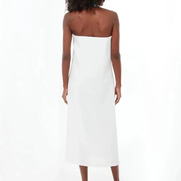 Tuckernuck Strapless Ivory Cream White Crepe Marin Midi Long Dress Size Medium - Picture 3 of 8